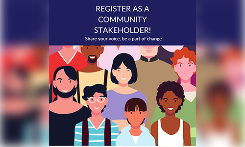 Register as a community stakeholder!
